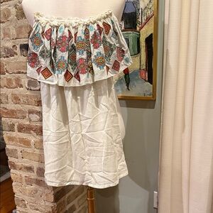Judith March Embroidered Boho strapless dress